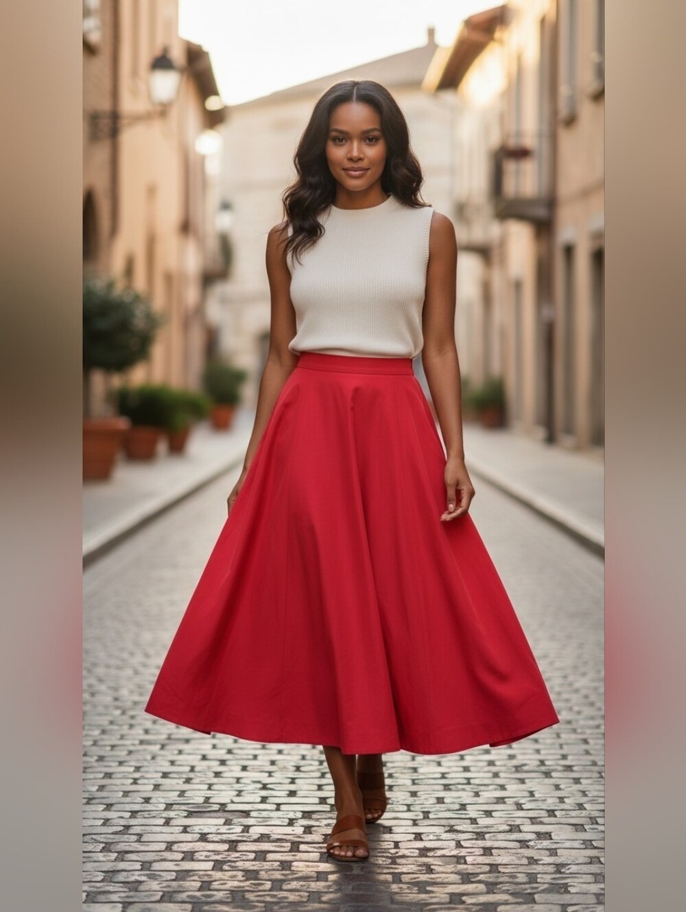 Old Navy The Occasion Coral Satin A-Line Skirt & Crop Top Two Piece Set Size